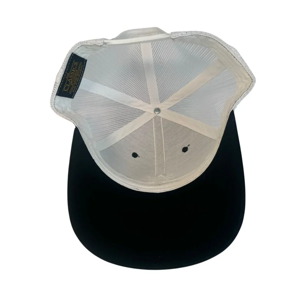 White 8 Point Star Octagram Snapback Hat Cap Embroidered Black & White Occult